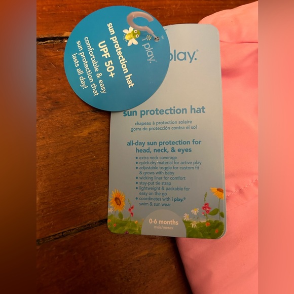 The i Play Breathable Flap Sun Protection Hat in Pink - 0-6 months - Picture 4 of 9